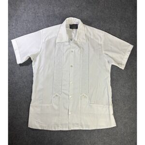 Anthony Sport White Guayabera Shirt Men's Size 40 Embroidered Button Front